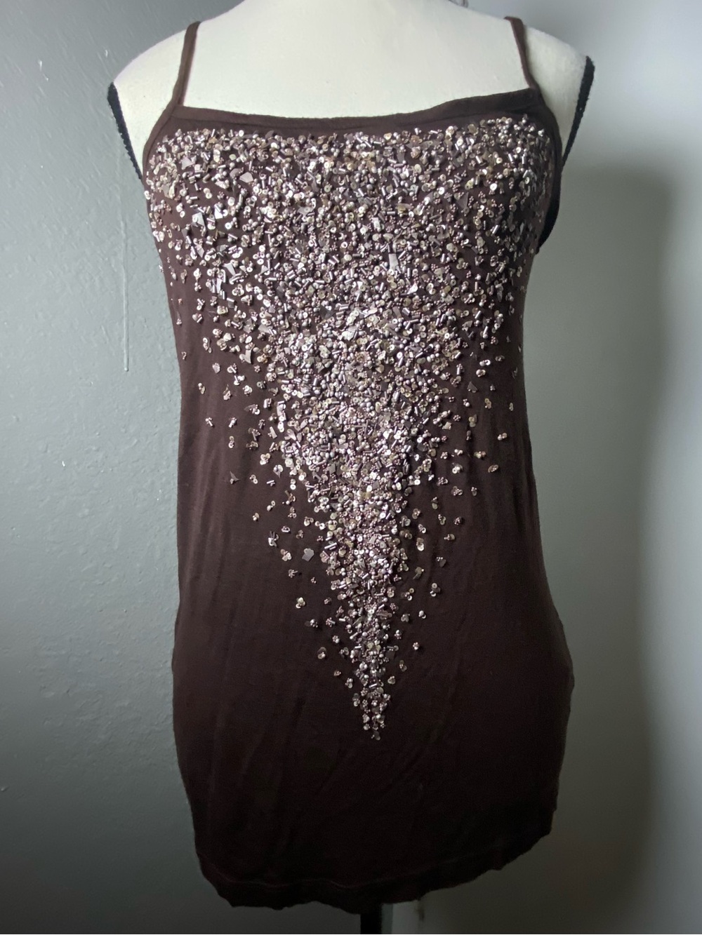 Y2K Fairy Brown Beaded Tank Top Size Medium